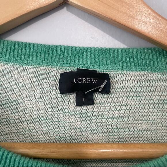 J Crew green pullover crew neck sweater mens large cotton - Picture 2 of 5